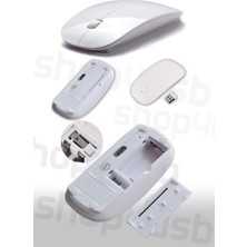 Ata Elektronik SLİM Sessiz Kablosuz Mouse ( BEYAZ ) Ultra İnce 2.4G Optik Kablosuz Mouse