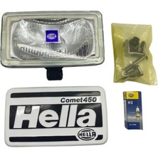 Hella 12V Sis Lambası Comet 450 Dikdörtgen (Delici-Sürücü) (Az Çizgili) (Beyaz) (161*90 Mm)