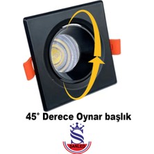 ŞANLED 7W Sıva Altı Oynar Başlık GU10 Kare Siyah Beyaz Işık LED Spot Lamba-20 Adet