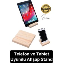 Svein Doğal Masaüstü Ahşap Cep Telefonu ve Tablet Standı Natural Görünüm Şık Iphone Android Ios Uyumlu