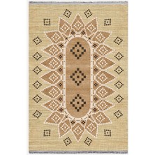 Kilim Home MARS105 Jut Tonlarında Klasık Dekoratif Kilim Salon Halısı Saçaklı Yıkanabilen Halı