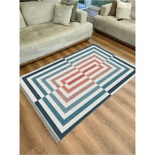 Renkli Geometrik Yıkanabilir Kaymaz Pamuk Tabanlı Salon Halısı, Koridor ve Mutfak Halısı Kilim 2189