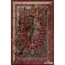 Kilim Home MARS123 Etnik Anadolu Halı Üzerine Kadın Suratı Dekoratif Salon Halısı Saçaklı Yıkanabilen Halı