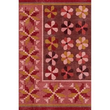 Mars 108 Pastel Gül Kurusu Pembe Çiçekli Floral Dokuma Taban Salon Mutfak Halısı