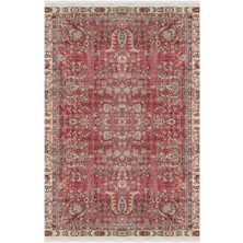 Kilim Home Mars 2047 Bordo Tonlarında Etnik Eskitme Pamuk  Dokuma Taban Halı