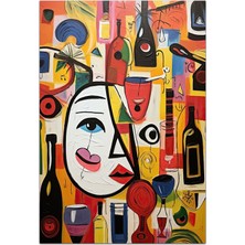 Kilim Home Mars 161 Yüz ve Kadeh Temalı Tuval Boya Efektli Dokuma Taban Halı