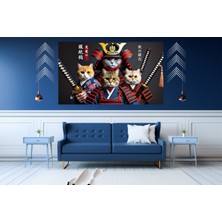 Ti Play Ti-Play Bushıdo Kedi Birliği 60 x 90 cm  Modern Samuray Pvc Çerçevesiz Tablo