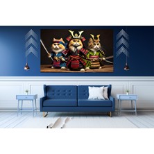 Ti Play Ti-Play Bushıdo Kedi Yavrular 60 x 90 cm  Modern Samuray Pvc Çerçevesiz Tablo