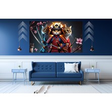 Ti Play Ti-Play Bushıdo Cats 60 x 90 cm  Modern Samuray Pvc Çerçevesiz Tablo