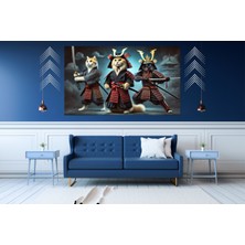 Ti Play Ti-Play Buhıdo Three Cat 60 x 90 cm  Modern Samuray Pvc Çerçevesiz Tablo