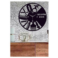 Hediyelikevi Kişiye Özel Kuaför Temalı  Ahşap Duvar Saati