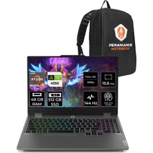 Lenovo Loq Aı Amd Ryzen 5 8645HS 48GB 512GB SSD RTX4050/6GB 105W 15.6" Fhd 144Hz Fdos Taşınabilir Bilgisayar & Per4 Çanta 83DX008DTRP327