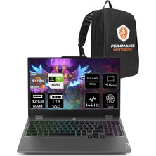 Lenovo Loq Aı Amd Ryzen 5 8645HS 32GB 1tb SSD RTX4050/6GB 105W 15.6" Fhd 144Hz Fdos Taşınabilir Bilgisayar & Per4 Çanta 83DX008DTRP318