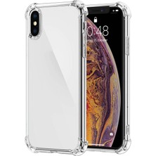 Kzy Apple iPhone Xs Kapak Kamera Bölümü Açık Airbag Antishock Köşe Korumalı Şeffaf Silikon Kılıf