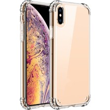 Kzy Apple iPhone Xs Max Kapak Kamera Bölümü Açık Airbag Antishock Köşe Korumalı Şeffaf Silikon Kılıf