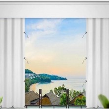 Ceylan Home Balkon Perdesi Brandası Düz Krem Bağcıklı 275X250