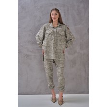 SHUGAA Kadır Cep Detaylı Şönil Kumaş Tasarım Gömlekli Takım