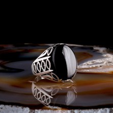 Tesbih Sepetim Onix Taşlı Oval Model 925 Ayar Gümüş Erkek Yüzük