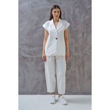 SHUGAA Kadın Premıum Keten Ceketli Takım