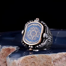 Tesbih Sepetim Çift Taraflı Hz Süleyman Mührü Onix Taşlı 925 Ayar Gümüş Yüzük