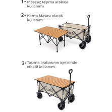 Ecrou Katlanabilir, Taşınabilir Vagon Metal Masalı Kamp Ve Piknik Taşıma Pazar Arabası Bej