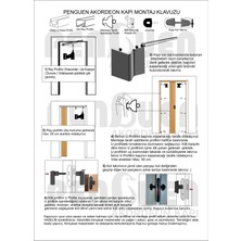 Penguen Akordeon Kapı Meşe Renkli Camsız 12 mm - En 102 cm Akordiyon Kapı