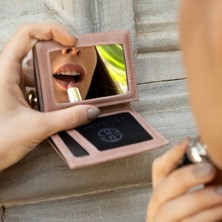 Trusador Marseille Pembe  Fermuarlı Aynalı Lastikli Unisex Erkek Kadın Cüzdan Hediye Rfid Korumalı