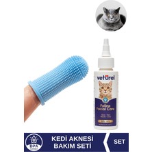 Veturel Kedi Akne Bakım Set Çene Aknesi Çene Yarası Siyah Nokta Silikon Yumuşak 360 Bpa'sız Parmak Fırça