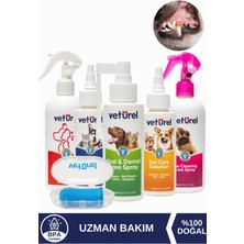 Veturel Köpek Komple Bakım Set Parmak Fırça Ağız Kokusu Gözyaşı Lekesi Kulak Uyuzu Pati Temizleme