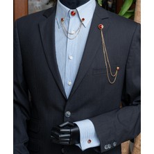 Kırmızı Taşlı Ceket & Gömlek Aksesuar Seti