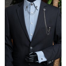 Füme Taşlı Ceket & Gömlek Aksesuar Seti