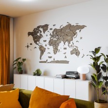 Colorfull Worlds 3 Boyutlu Ahşap Dünya Haritası, Ahşap Duvar Dekoru, Duvar Dekorasyon