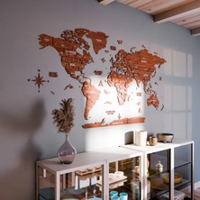 Colorfull Worlds 3 Boyutlu Ahşap Dünya Haritası, Ahşap Duvar Dekoru, Duvar Dekorasyon