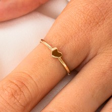 Fasek Gold Gümüş Yüzük - Minimal Tasarım Alyans Kalp Aşk Yüzüğü-Kişileştirebilir Harf Yazılabilir Gümüş Yüzük