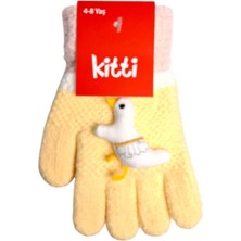 Kitti Spteks 4-8 Yaş Kız Çocuk Sarı Renk Maskotlu Kışlık Örme Eldiven