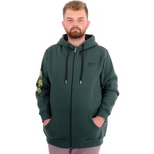 Mode Xl Erkek Büyük Beden Fermuarlı Kapüşonlu Sweatshirt Future U24549 Nefti