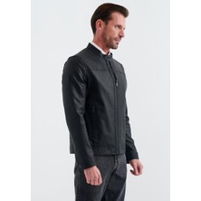 Pierre Cardin CEDRIC BIKER TARZI DERİ DOKUMA , REGULAR FİT, ERKEK SUNİ DERİ MONT