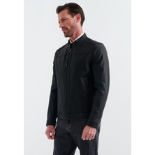 Pierre Cardin CEDRIC BIKER TARZI DERİ DOKUMA , REGULAR FİT, ERKEK SUNİ DERİ MONT