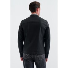 Pierre Cardin CEDRIC BIKER TARZI DERİ DOKUMA , REGULAR FİT, ERKEK SUNİ DERİ MONT