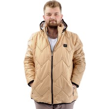 Mode Xl Erkek Büyük Beden Şişme Mont Cepli Fermuarlı Soğuk Geçirmez U24600 Sütlü Kahve