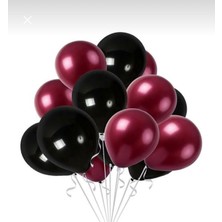 Deniz Party Store 5 Adet  Bordo 5 Adet Siyah Renk Lateks Balon 10 Lu