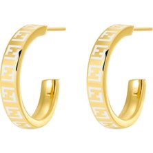 Happiness Store Çift F Harfi C Şeklinde Kulak Halkaları (Yurt Dışından)