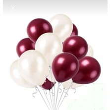 Deniz Party Store 5 Adet  Bordo 5 Adet  Beyaz Renk Lateks Balon 10 Lu