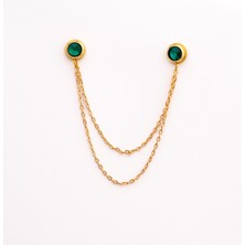 Yeşil Taşlı Gömlek Yaka Iğnesi