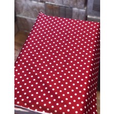 BHT Leke Tutmaz 140 x 140 cm Raşel Biyeli Masa Örtüsü Puantiyeli Kırmızı