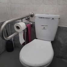 Otobir Yeni Engelli Tutunma Barı Tuvalet Kağıtlıklı Banyo Wc Paslanmaz Mat Satine Yüzeyli Sabit Ayarlanabilir Ayaklı