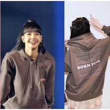  Kpop Born Pink Antrasit Kapüşonlu Sweatshirt