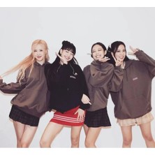  Kpop Born Pink Antrasit Kapüşonlu Sweatshirt