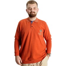 ModeXL Mode Xl Büyük Beden Erkek Sweat Polo Selanik Classic Sport 23444 Kiremit
