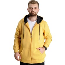 Mode Xl Büyük Beden Erkek Sweat Kapüşonlu Fermuarlı Outsider 23547 Hardal